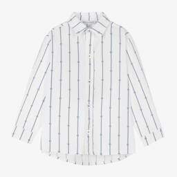 Beatrice & George-Boys Elegant White & Navy Stripe Ensemble | Childrensalon Outlet