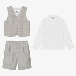 Beatrice & George-Комплект с шортами в серую клетку из хлопка | Childrensalon Outlet