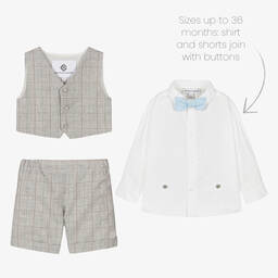 Beatrice & George-Комплект с шортами в серую клетку из хлопка | Childrensalon Outlet