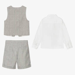 Beatrice & George-Комплект с шортами в серую клетку из хлопка | Childrensalon Outlet