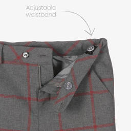 Beatrice & George-Boys Grey Checked Cotton Trousers | Childrensalon Outlet