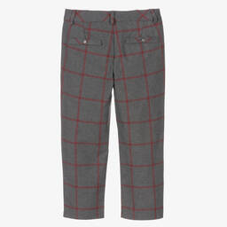 Beatrice & George-Boys Grey Checked Cotton Trousers | Childrensalon Outlet