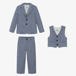 Beatrice & George-Boys Linen Ensemble in Cool Blue | Childrensalon Outlet
