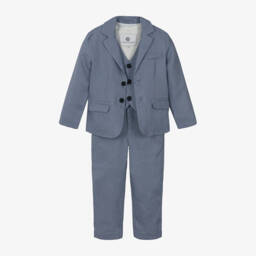 Beatrice & George-Boys Linen Ensemble in Cool Blue | Childrensalon Outlet