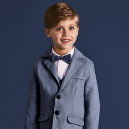 Beatrice & George-Boys Linen Ensemble in Cool Blue | Childrensalon Outlet