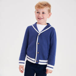 Beatrice & George-Boys Nautical Blue Wool Blend Knit | Childrensalon Outlet