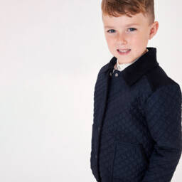 Beatrice & George-Boys Navy Quilted Coat | Childrensalon Outlet