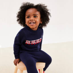 Beatrice & George-Комплект с синими шерстяными брюками для малышей | Childrensalon Outlet