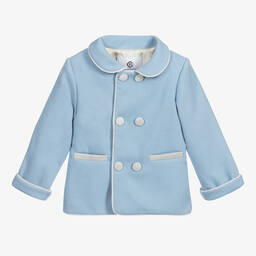 Beatrice & George-Boys Pale Blue Double-Breasted Coat  | Childrensalon Outlet