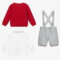 Beatrice & George-Boys Red & Grey Jersey Shorts Set | Childrensalon Outlet
