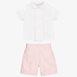 بياتريس آند جورج-بدلة باستر أولاد قطن لون أحمر وأبيض | Childrensalon Outlet