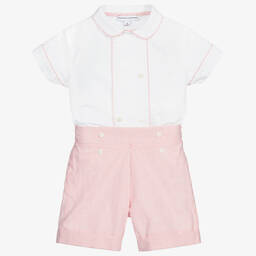 بياتريس آند جورج-بدلة باستر أولاد قطن لون أحمر وأبيض | Childrensalon Outlet