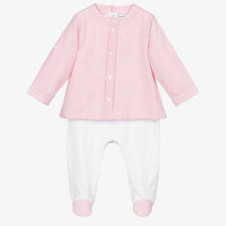 بياتريس آند جورج-أفرول بيبي غرو قميص قطن لون أحمر وأبيض للمواليد | Childrensalon Outlet