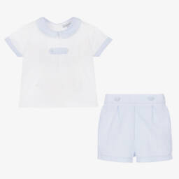 بياتريس آند جورج-بِدلة رسمية أطفال ولادي قطن لون أبيض وأزرق | Childrensalon Outlet