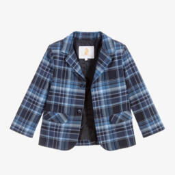 Beatrice & George-Синий костюм в клетку с шортами для мальчиков | Childrensalon Outlet