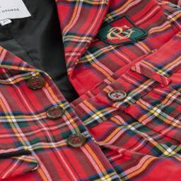 Beatrice & George-Красный костюм с шортами из шотландки для мальчиков | Childrensalon Outlet