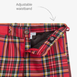 Beatrice & George-Красный костюм с шортами из шотландки для мальчиков | Childrensalon Outlet