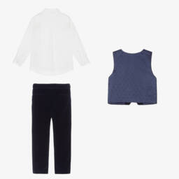 Beatrice & George-Костюм с синим бархатным жилетом | Childrensalon Outlet