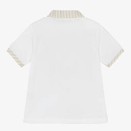 Beatrice & George-Бело-бежевая рубашка поло из хлопка | Childrensalon Outlet