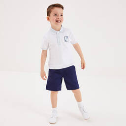 Beatrice & George-Бело-голубая рубашка поло из хлопка | Childrensalon Outlet