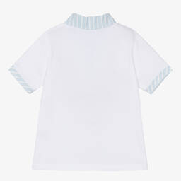 Beatrice & George-Бело-голубая рубашка поло из хлопка | Childrensalon Outlet