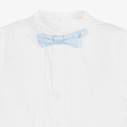 Beatrice & George-Boys White Cotton Buster Suit  | Childrensalon Outlet