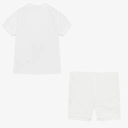 Beatrice & George-Boys White Cotton Buster Suit  | Childrensalon Outlet