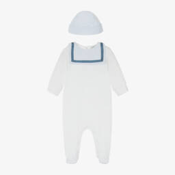 Beatrice & George-Белый морской хлопковый комбинезон для мальчиков | Childrensalon Outlet