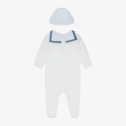 Beatrice & George-Белый морской хлопковый комбинезон для мальчиков | Childrensalon Outlet