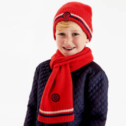 Beatrice & George-طقم صوف وكشمير أحمر بشعار للأولاد | Childrensalon Outlet