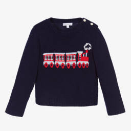 Beatrice & George-Boys Woollen Train Knit Jumper | Childrensalon Outlet