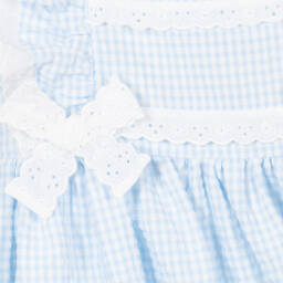 Beatrice & George-Girls Azure Gingham Cotton Ensemble | Childrensalon Outlet
