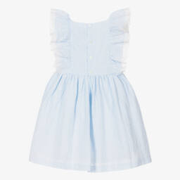 Beatrice & George-Girls Azure Gingham Cotton Ensemble | Childrensalon Outlet