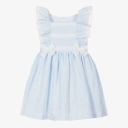 Beatrice & George-Girls Azure Gingham Cotton Ensemble | Childrensalon Outlet