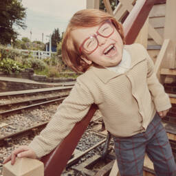 بياتريس آند جورج-كارديغان قطن محبوك لون بيج للأطفال | Childrensalon Outlet