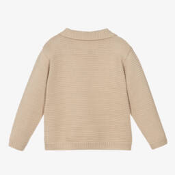 بياتريس آند جورج-كارديغان قطن محبوك لون بيج للأطفال | Childrensalon Outlet