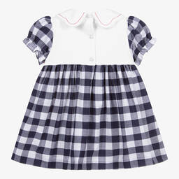 Beatrice & George-Girls Blue Cotton Gingham Dress | Childrensalon Outlet