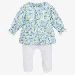 Beatrice & George-Бело-голубой комбинезон из хлопка для девочек | Childrensalon Outlet