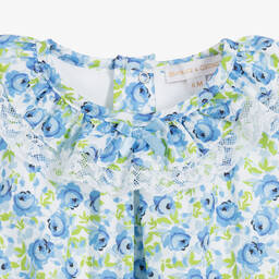 Beatrice & George-Бело-голубой комбинезон из хлопка для девочек | Childrensalon Outlet