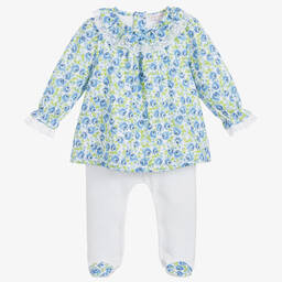 Beatrice & George-Бело-голубой комбинезон из хлопка для девочек | Childrensalon Outlet