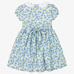 Beatrice & George-Голубое хлопковое платье в цветочек | Childrensalon Outlet