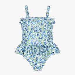 Beatrice & George-Голубой купальник в цветочек с рюшами | Childrensalon Outlet