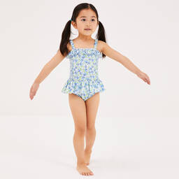 Beatrice & George-Голубой купальник в цветочек с рюшами | Childrensalon Outlet