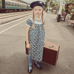 Beatrice & George-Синее хлопковое платье в цветочек | Childrensalon Outlet