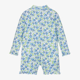 بياتريس آند جورج-بدلة سباحة لون أزرق بطبعة ورود للبنات (+UPF50) | Childrensalon Outlet