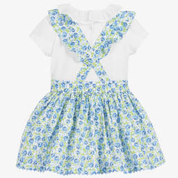 Beatrice & George-Бело-голубой комплект из хлопка с юбкой для девочек | Childrensalon Outlet