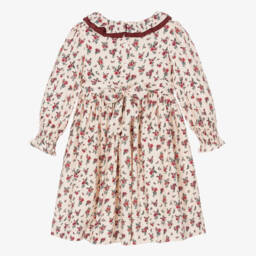 Beatrice & George-Girls Elegant Ivory & Red Bouquet Dress | Childrensalon Outlet