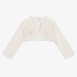 بياتريس آند جورج-كارديغان بوليرو مطرز قطن محبوك لون عاجي للبنات | Childrensalon Outlet