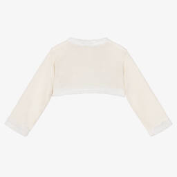 بياتريس آند جورج-كارديغان بوليرو مطرز قطن محبوك لون عاجي للبنات | Childrensalon Outlet