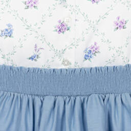 Beatrice & George-Топ с голубой юбкой для девочек из льна и хлопка | Childrensalon Outlet